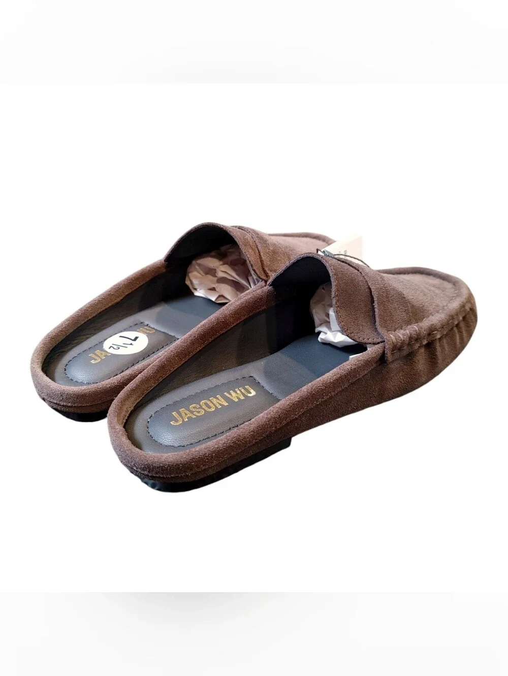 Jason Wu Brown Suede Leather Slip On Comfort Mule Flats Women's Size 7.5 NWT